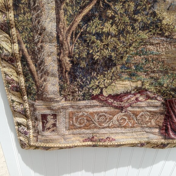 Tapestries Ltd Verdure au Chateau Wall Tapestry Balcony Scene Floral Terrace - Picture 2 of 13